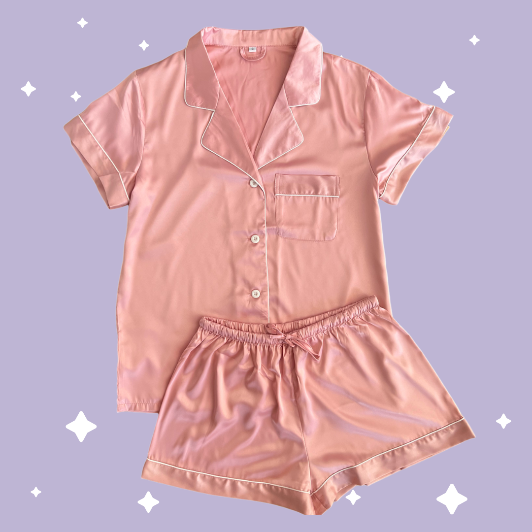 Satin Pyjama Sets - Pale Rose