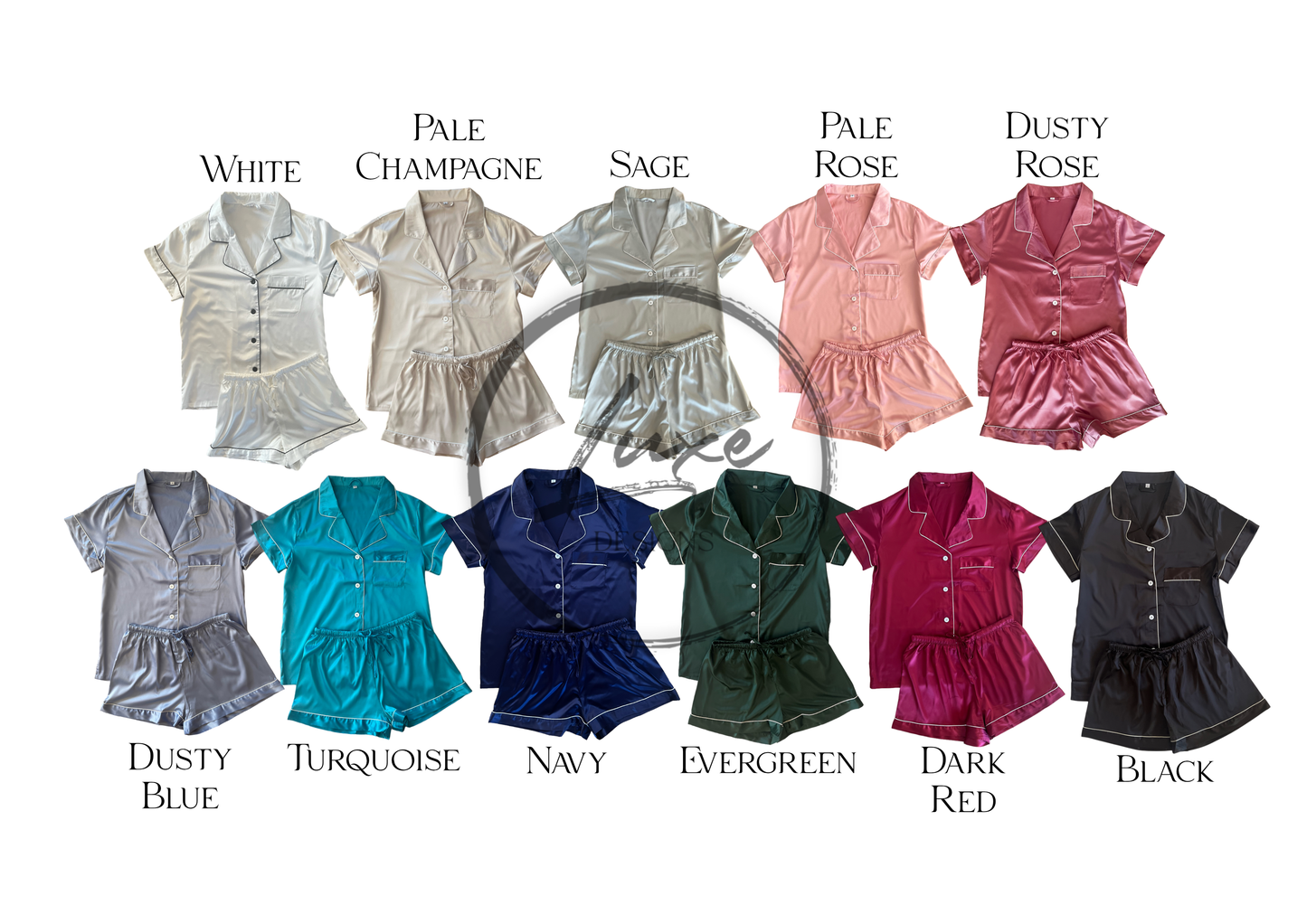 Satin Pyjama Sets - White
