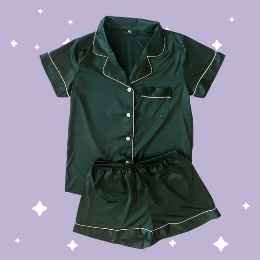 Satin Pyjama Sets - Evergreen