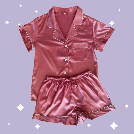 Satin Pyjama Sets - Dusty Rose
