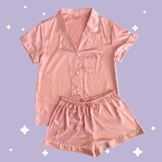 Satin Pyjama Sets - Pale Rose
