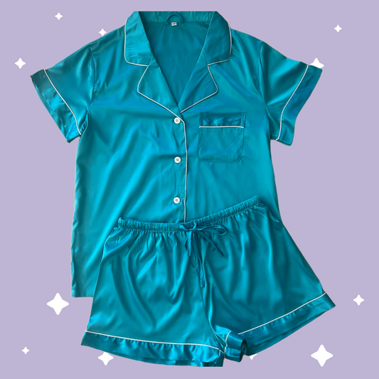 Satin Pyjama Sets - Turquoise